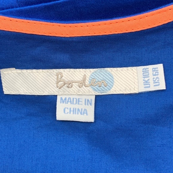 Boden Women's Sleeveless Lined Sheath Dress Blue Bow Box Pleat Scoop Neck Size 6 - Picture 7 of 8